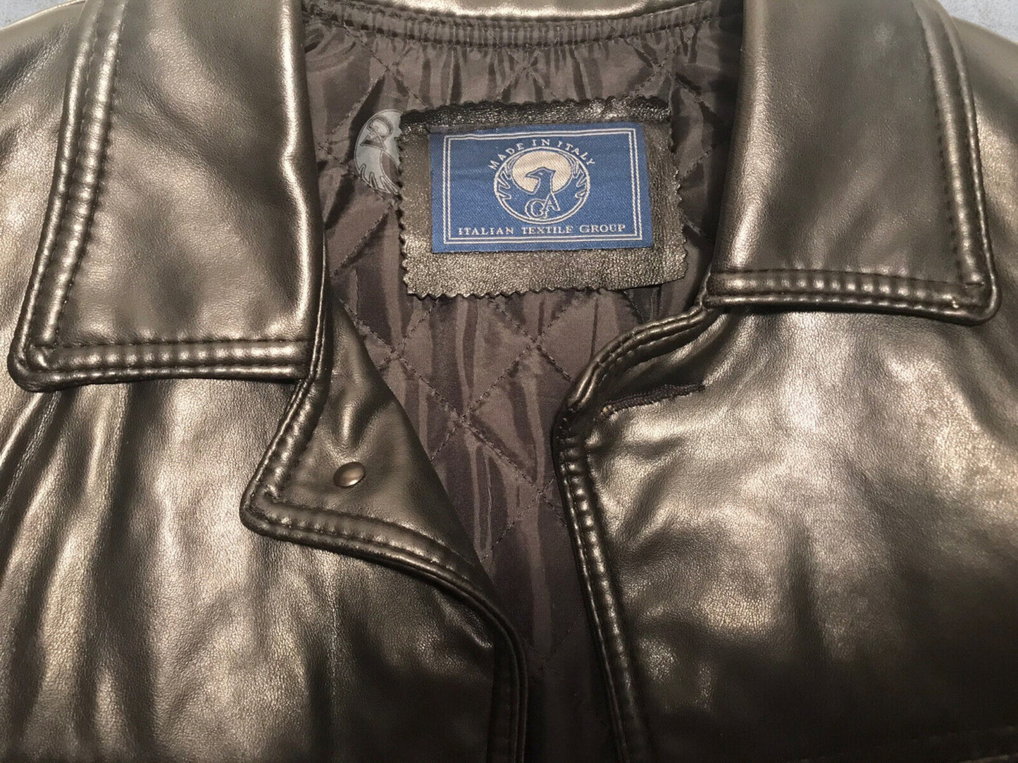 Italian Textile Group Mens Made in Italy Black Genuine Leather Jacket UK XL Timeless Fashions