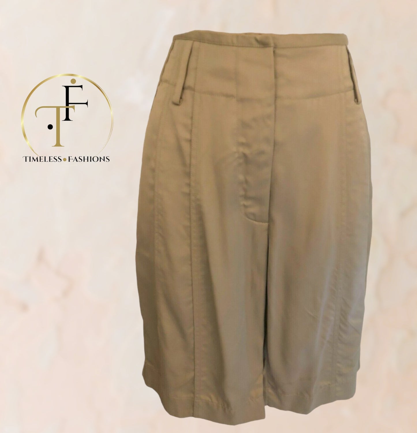 Alexander Wang Pale Khaki Silky Satin Shorts Size UK 12 US 8 EU 40 Timeless Fashions