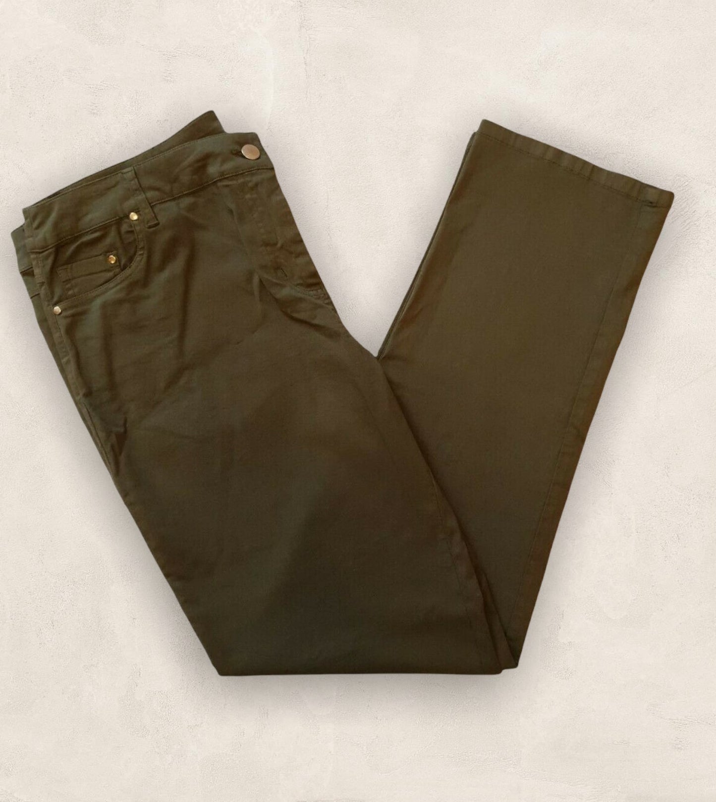 Libra Khaki Straight Leg Cotton Jeans UK 16 US 12 EU 44 Timeless Fashions