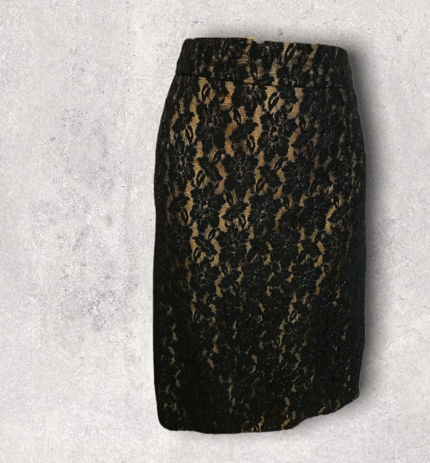 Ronit Zilkha Gold & Black Lace Pencil Skirt UK 16 US 12 EU 44 Timeless Fashions
