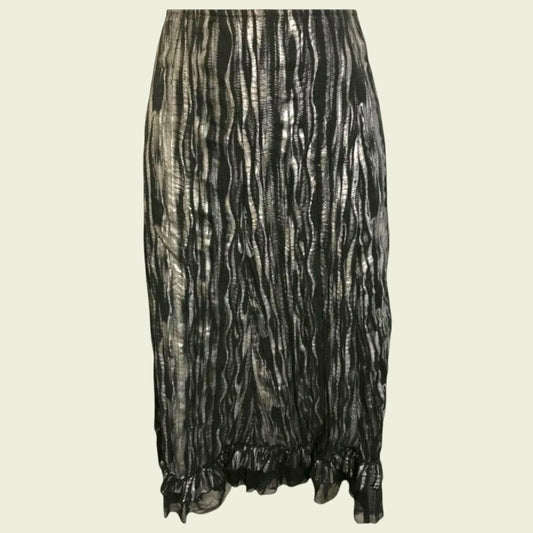 Frank Lyman Black Silver Textured Mesh Trim Skirt UK 14 US 10 EU 42 - Timelessfashions