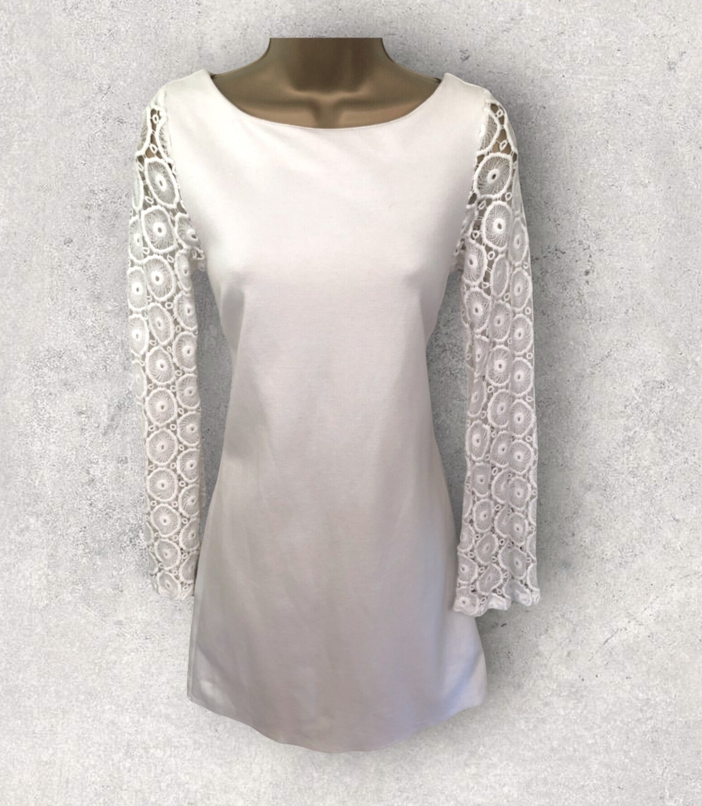 Philosophy White Ladies Lace Sleeve Dress Size XS UK 8 US 4 EU 36 Timeless Fashions