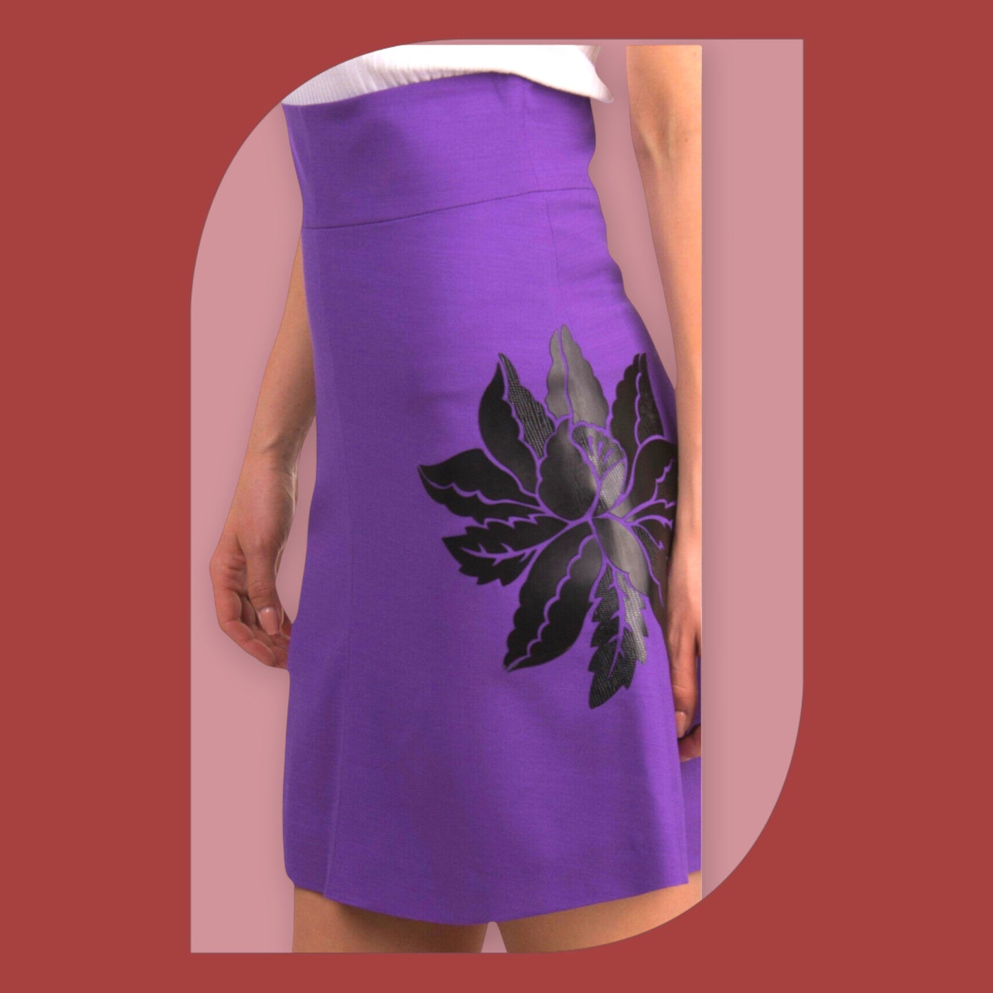 Just Cavalli Ladies Purple & Black A-Line Mini Skirt UK 12 EU 40 IT 44 Timeless Fashions