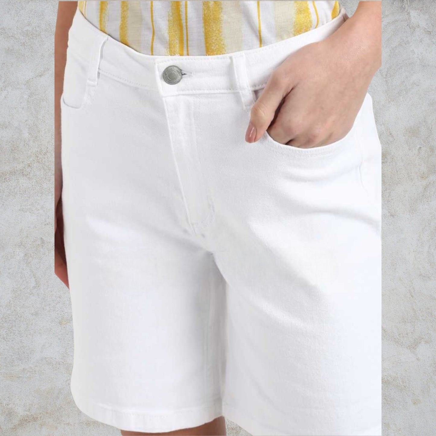 Pomodoro White Stretch Cotton Shorts UK 18 US 14 EU 46 Timeless Fashions