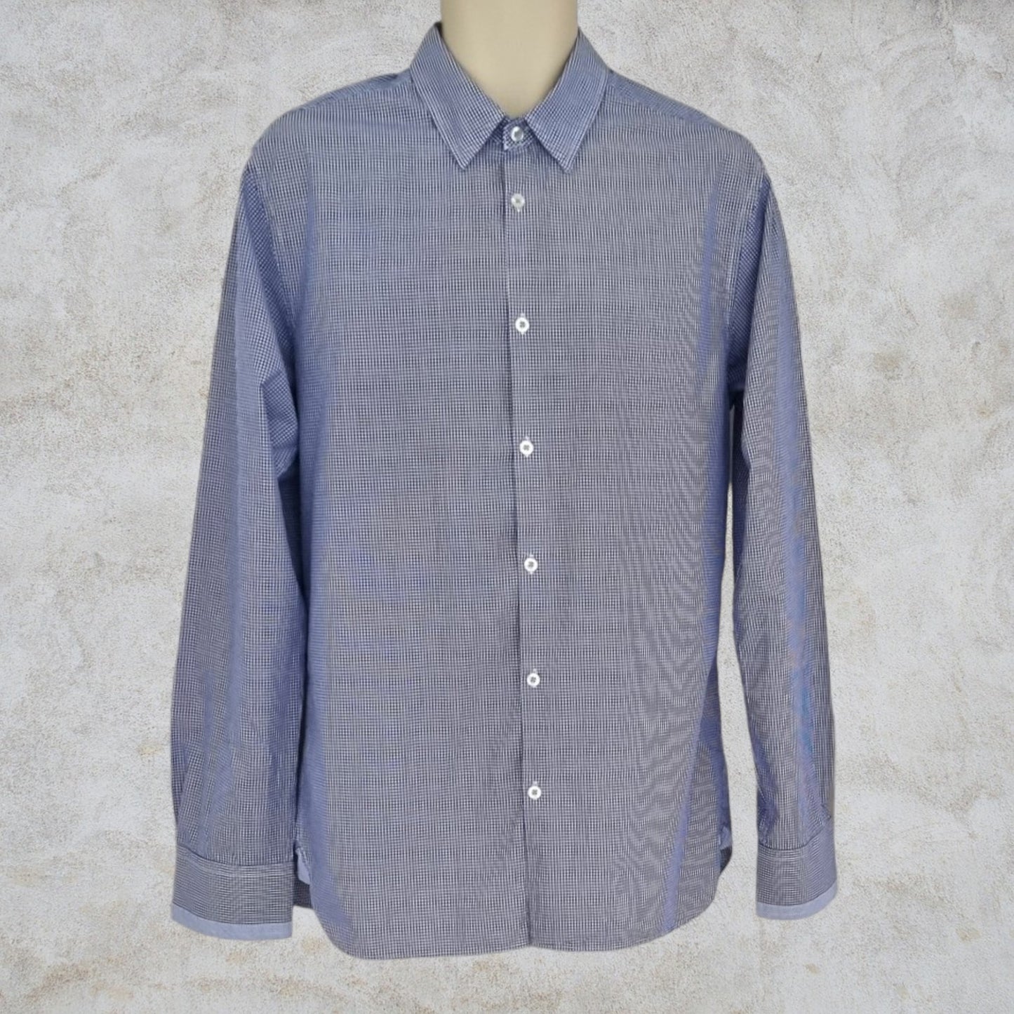 Scotch & Soda Blue & White Oxford Collar Cotton Check Mens Shirt Size M Timeless Fashions