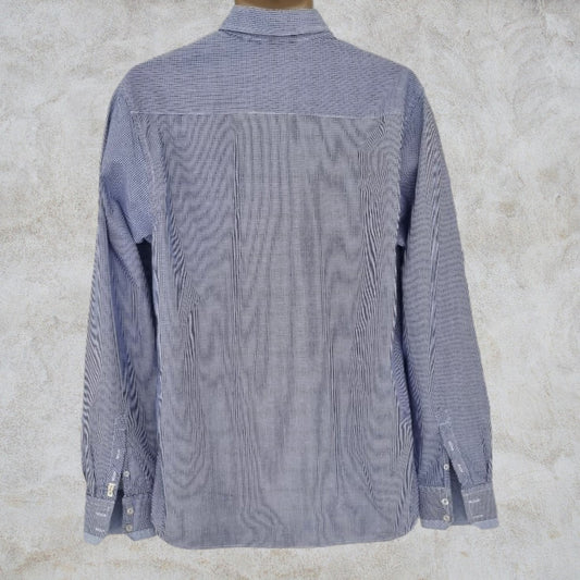 Scotch & Soda Blue & White Oxford Collar Cotton Check Mens Shirt Size M Timeless Fashions