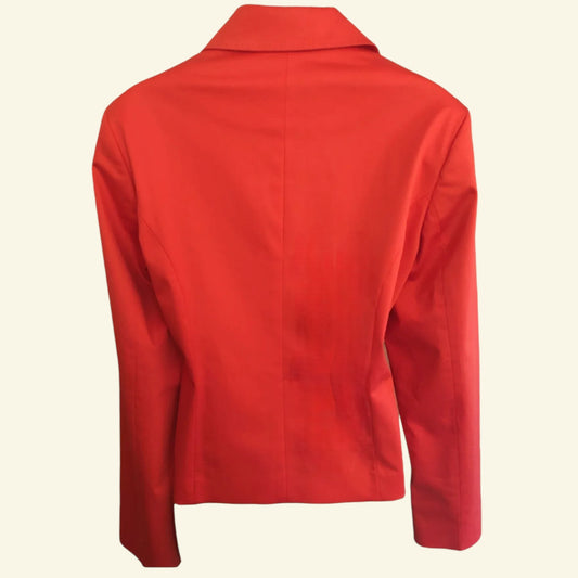 Timelessfashions Marie Mero coral cotton blazer jacket with buttons and pockets. UK 14.