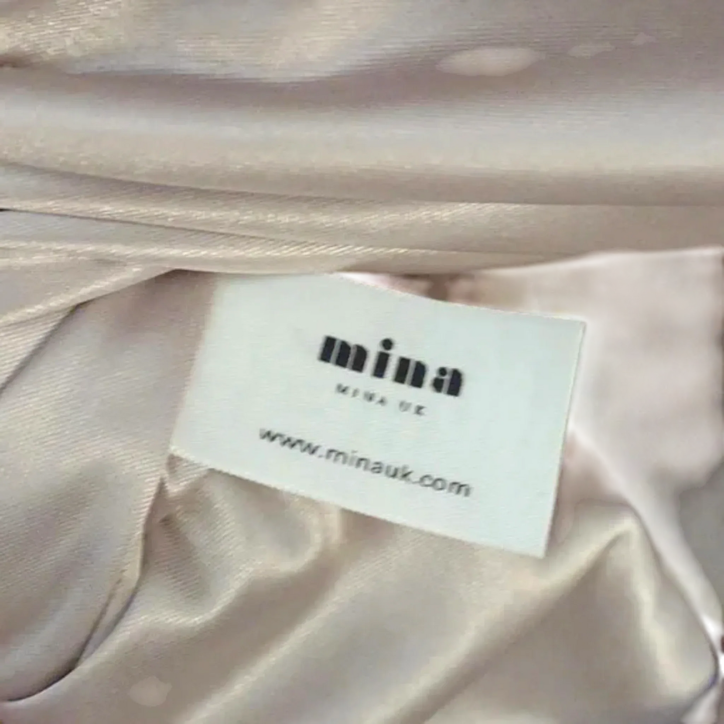 Mina UK Champagne Fluffy Knit with Satin Trim Mini Dress UK 10 US 6 EU 38 - Timelessfashions