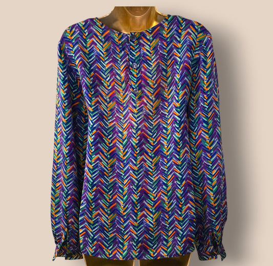 Valentino Miss V Vintage Silk Multicoloured Blouse UK 10 US 6 EU 38 IT 44 - Timelessfashions