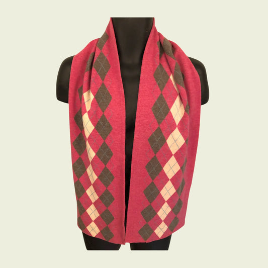 Crew Clothing Co Men's Pink Argyle Lambswool Scarf - Timelessfashions