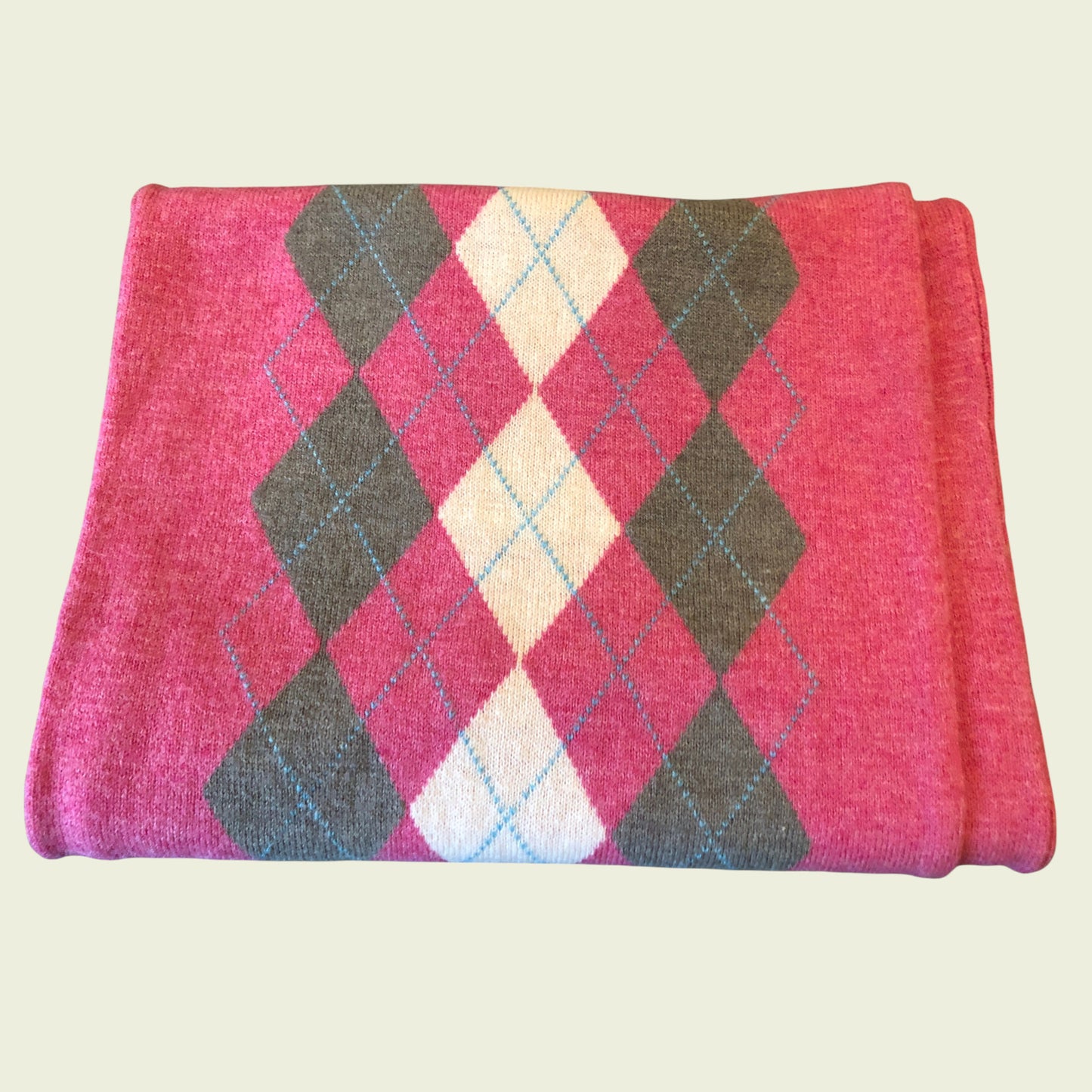 Crew Clothing Co Men's Pink Argyle Lambswool Scarf