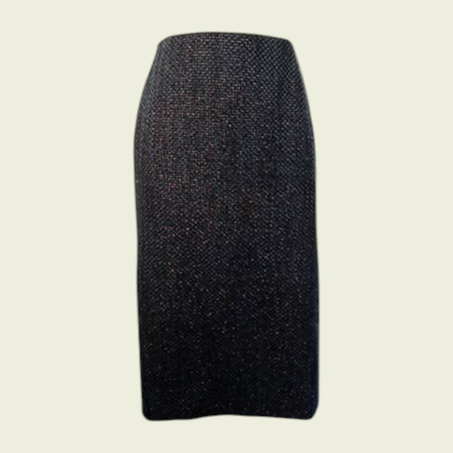 Navy textured pencil skirt on a beige background