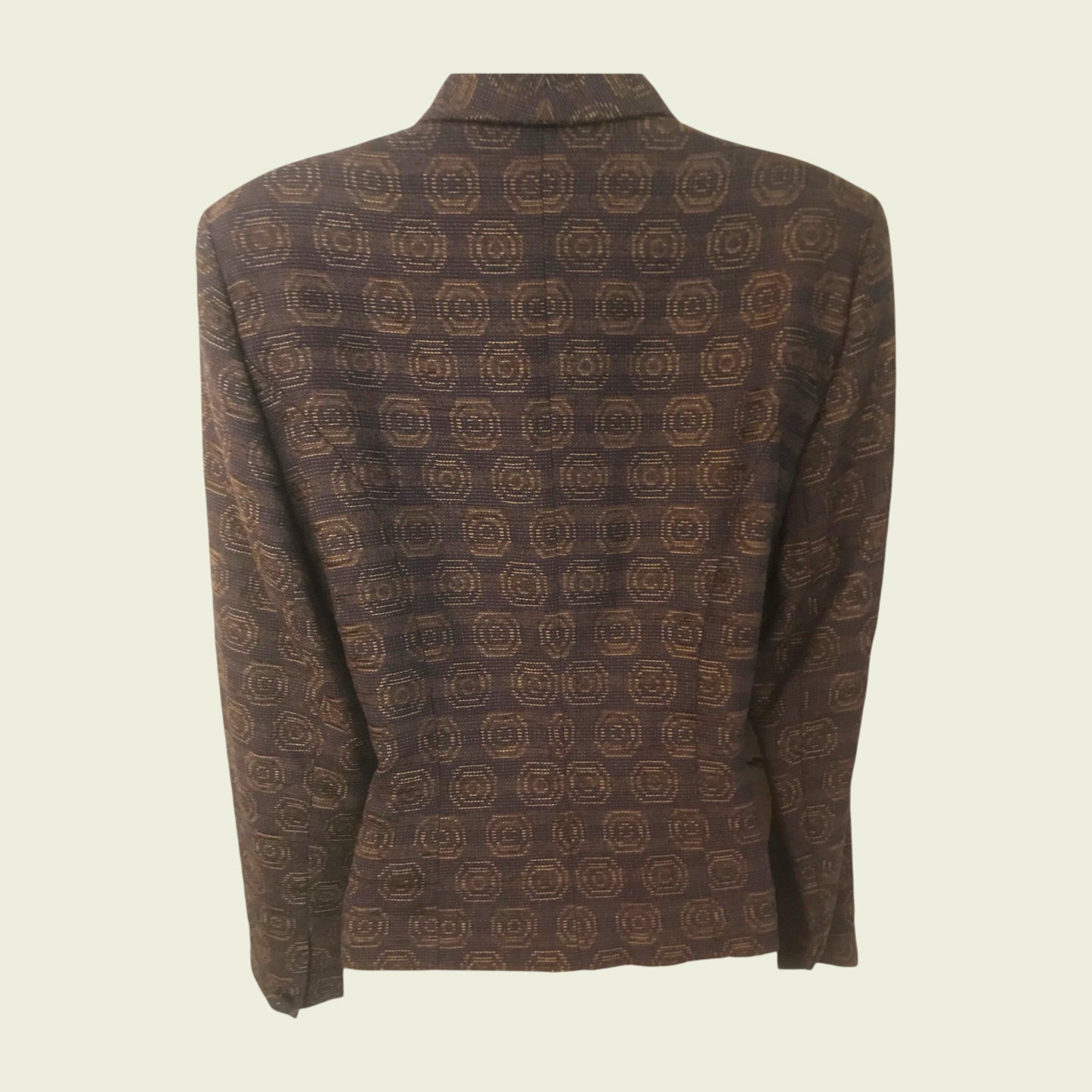 Plum patterned shirt on a beige background