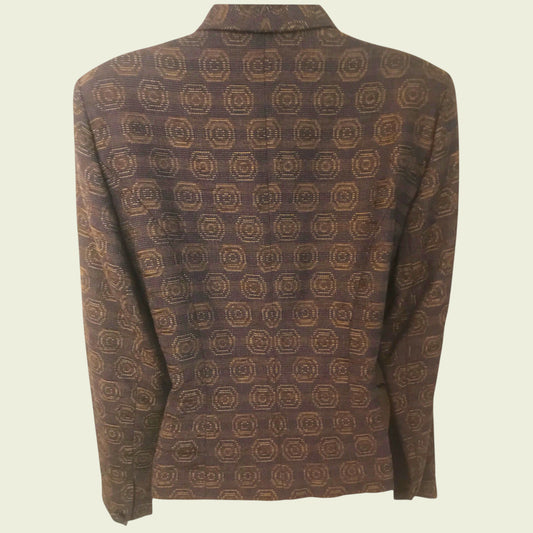 Plum patterned shirt on a beige background