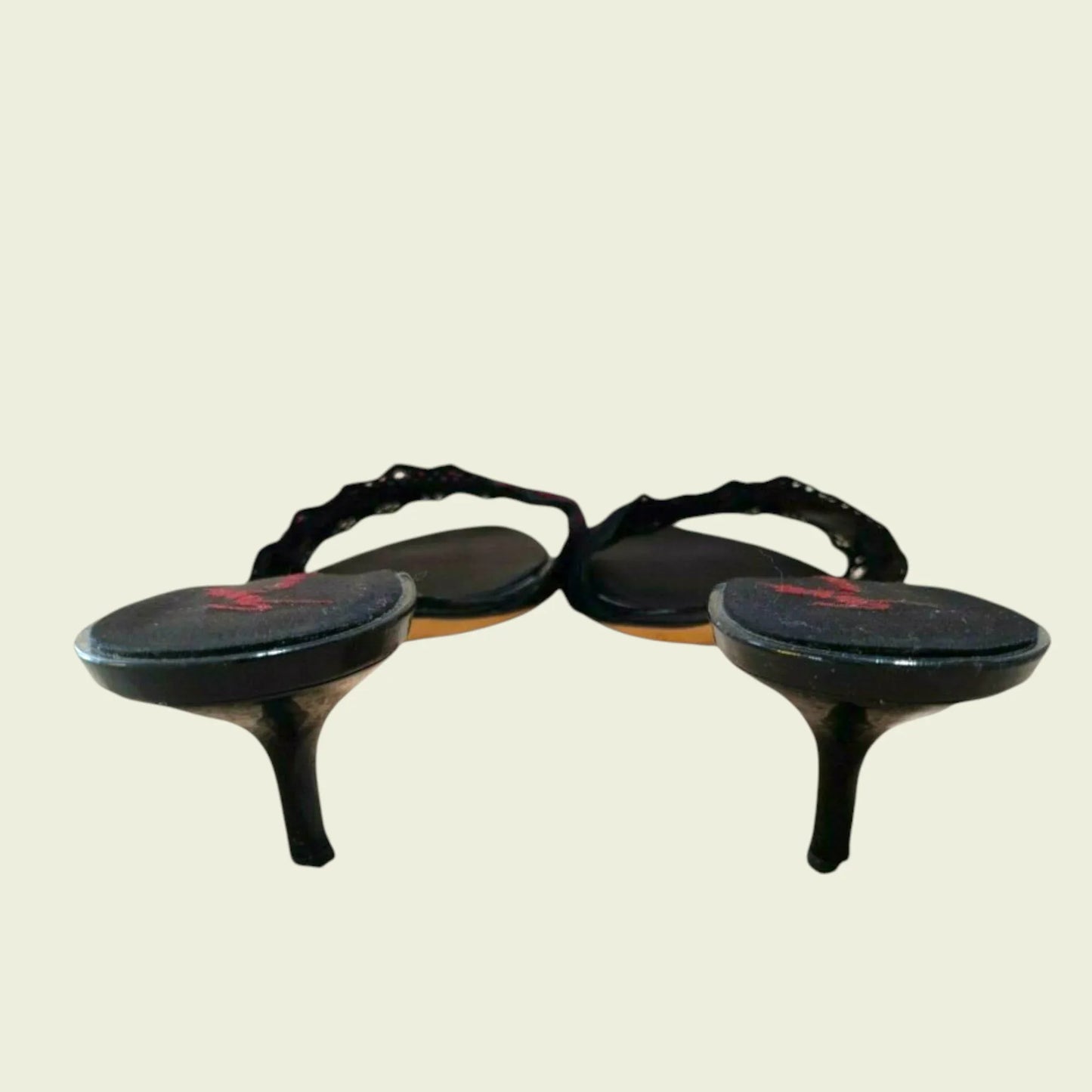 Giuseppe Zanotti Black Kitten Heel Red Velvet Sandals UK 6.5 US 9 EU 40 - Timelessfashions