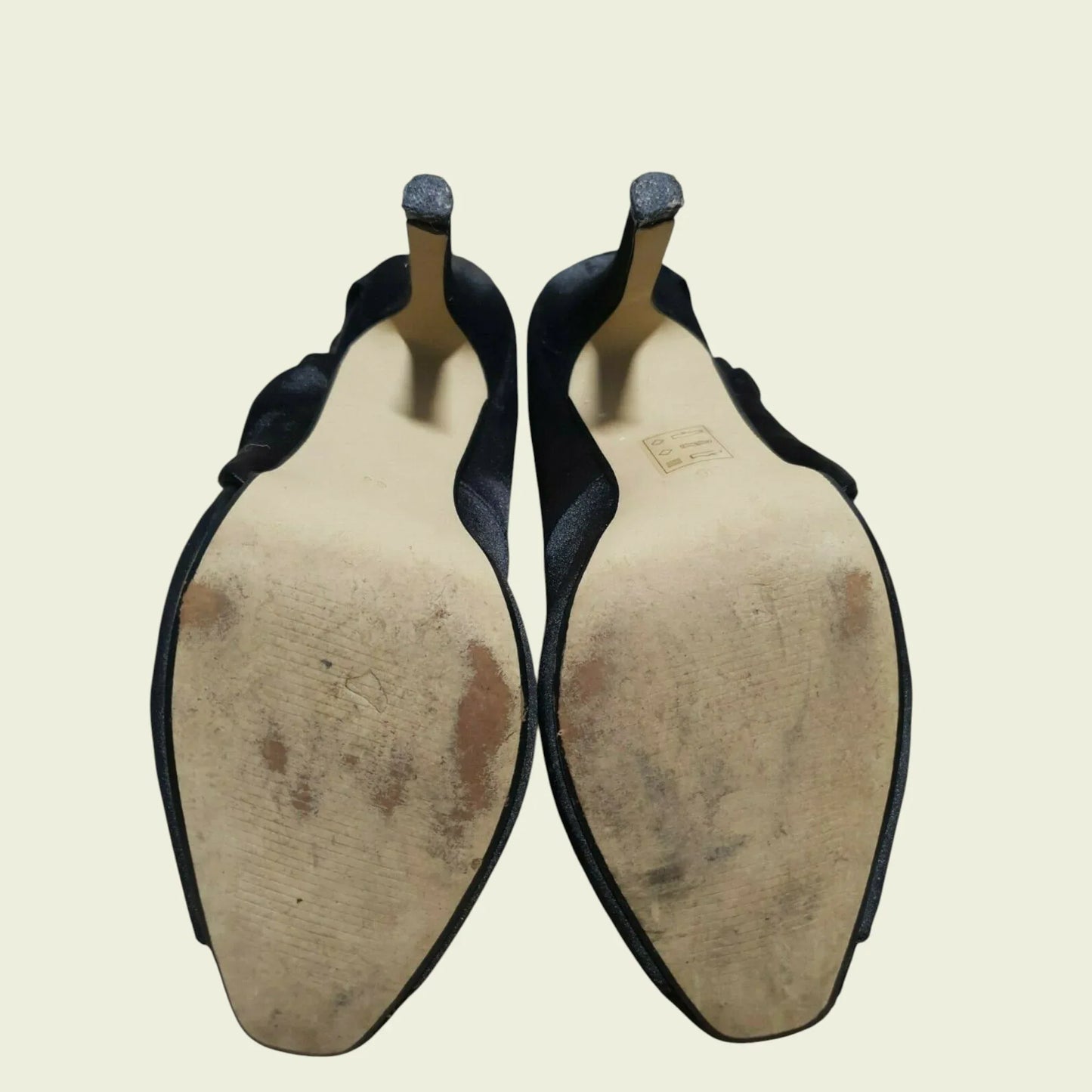 Roland Cartier Women's Black Satin Peep Toe Court Shoes UK 5 - Timelessfashions