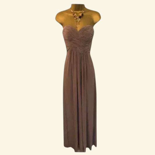 Aftershock Beige Maxi Dress Prom XS UK 6/8 US 2/4 EU 34/36 - Timelessfashions