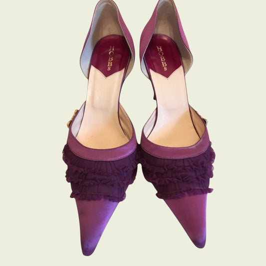Hobbs magenta satin bow shoes UK 7 US 9.5 EU 41 - Timelessfashions