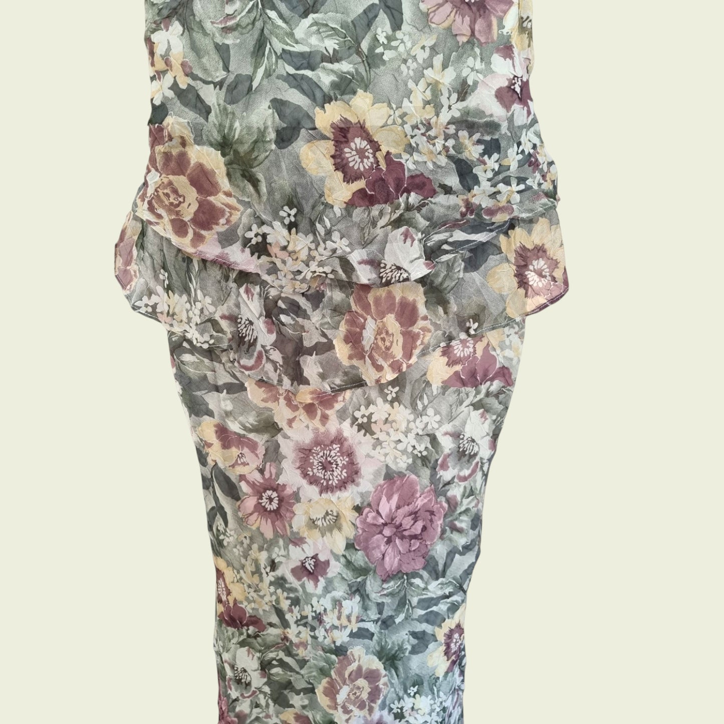 Floral patterned fabric with a beige background