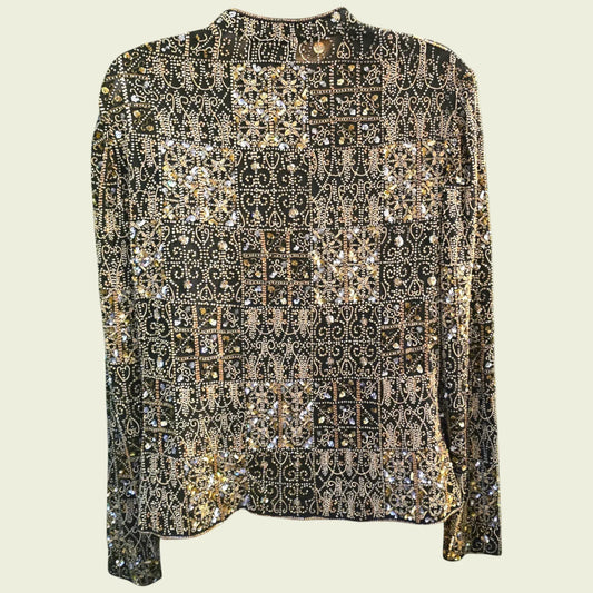 Caroline Charles Rare Vintage Black Beaded Jacket UK 16 US 12 EU 44 - Timelessfashions