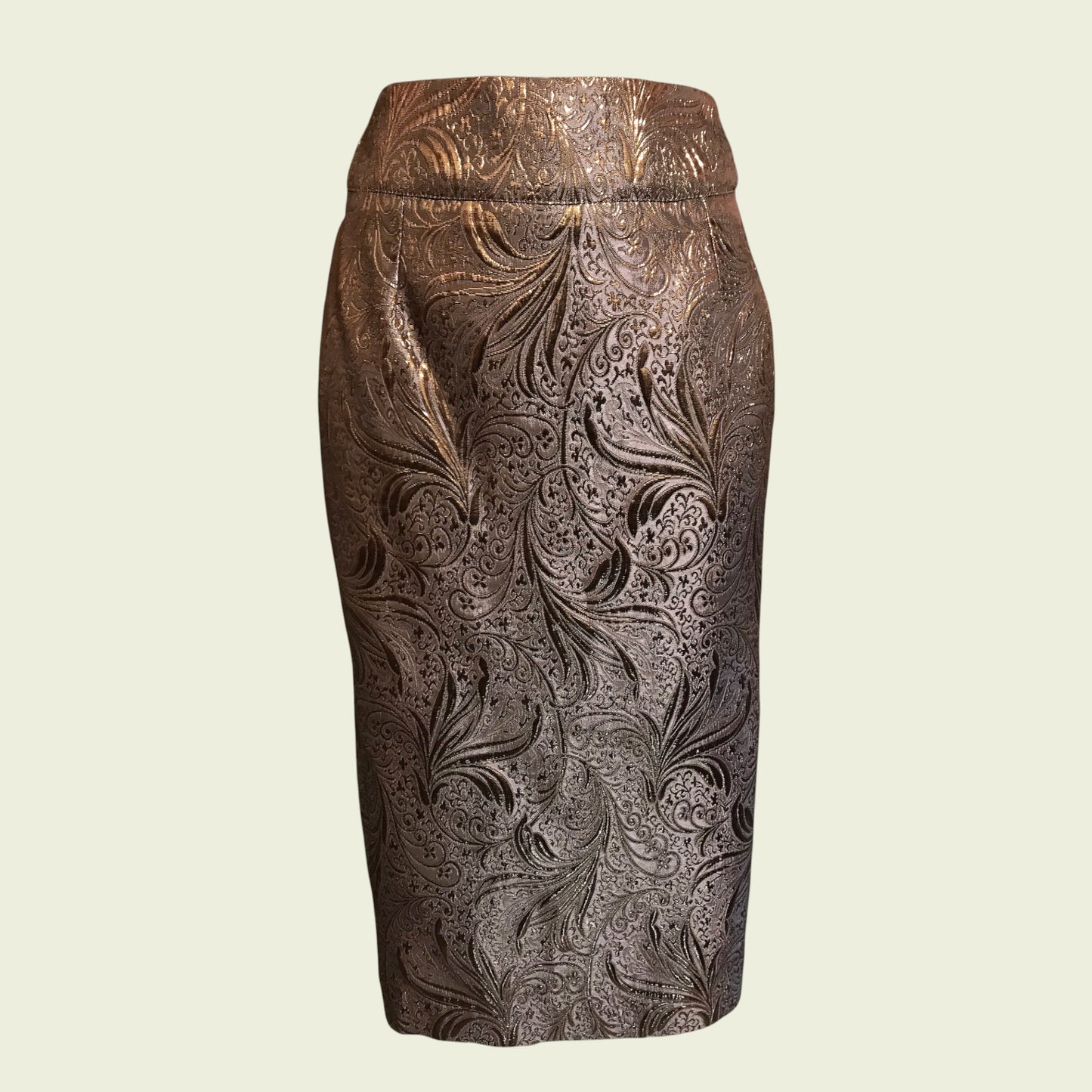 Patterned pencil skirt on a beige background