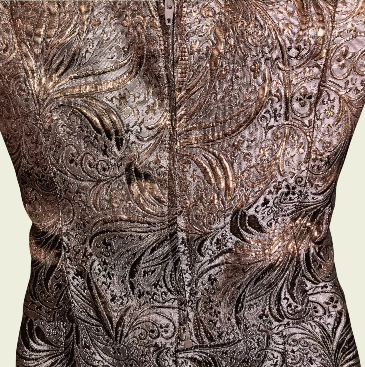 Close-up of a garment with intricate paisley pattern