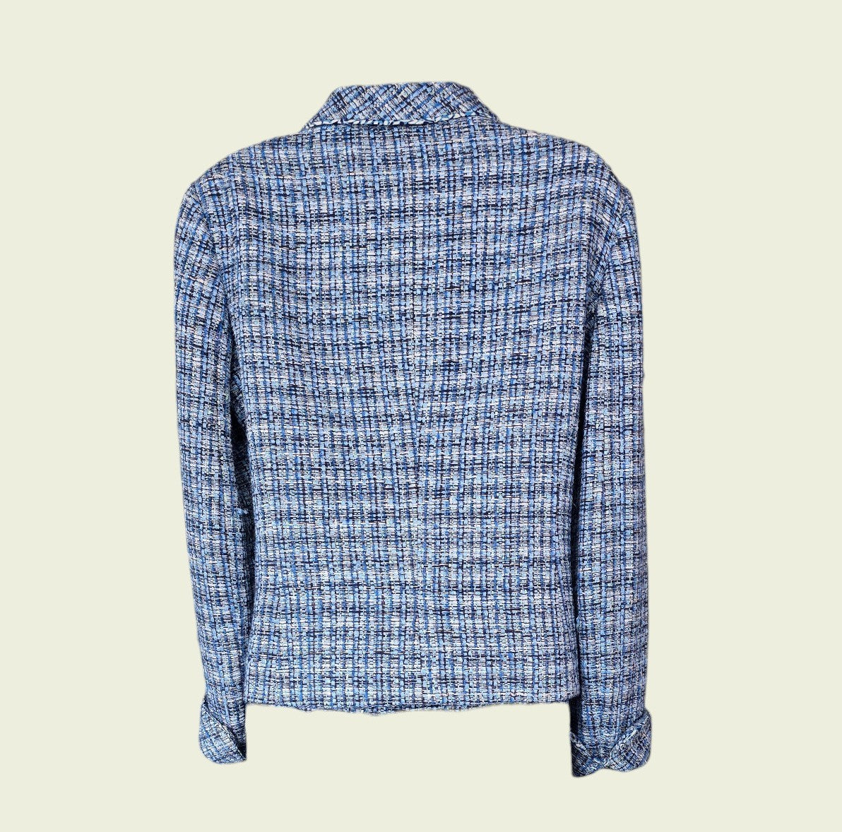 Blue checkered jacket on a beige background