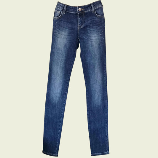 Guess Los Angeles Low Rise Studded Denim Stretch Jeans UK 10 US 6 EU 38 IT 42 - Timelessfashions