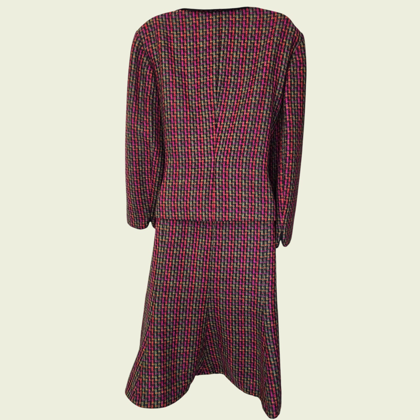 Plaid suit with long sleeves on a beige background