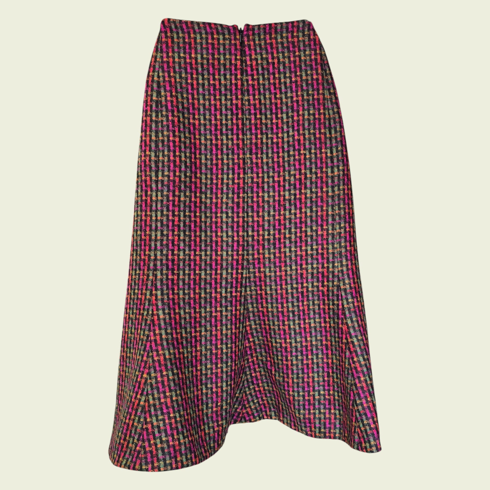 Plaid skirt with multicolor pattern on a beige background