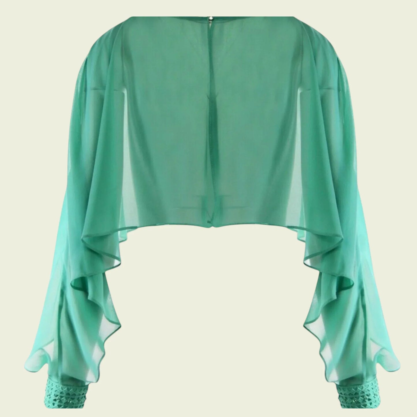 Michaela Louisa Green Cropped Chiffon Cape One Size - Timelessfashions