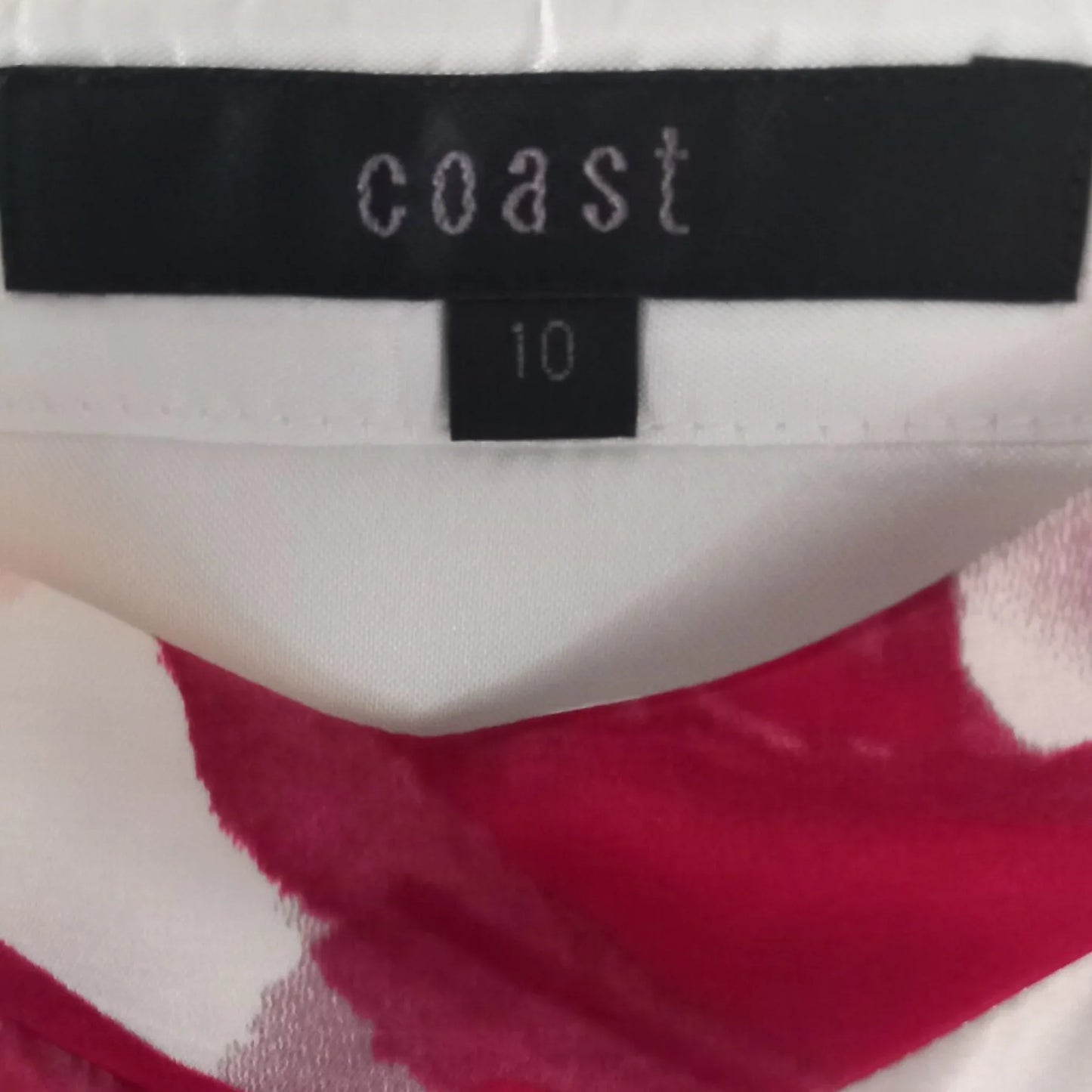 Coast Ivory Red Floral Silk Cotton Mix Dress UK 10 US 8 EU 38 - Timelessfashions