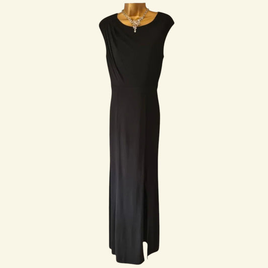 Monsoon Black Womens Long Evening Dress With Side Split UK 12 US 8 EU 40 - Timelessfashions