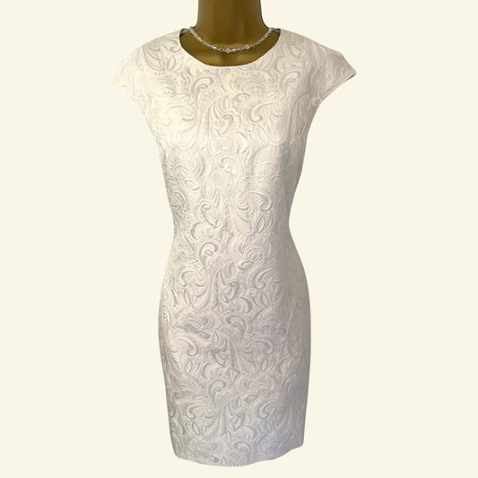 Ted Baker Cream Jacquard Shift Dress UK 8 US 4 EU 36 - Timelessfashions