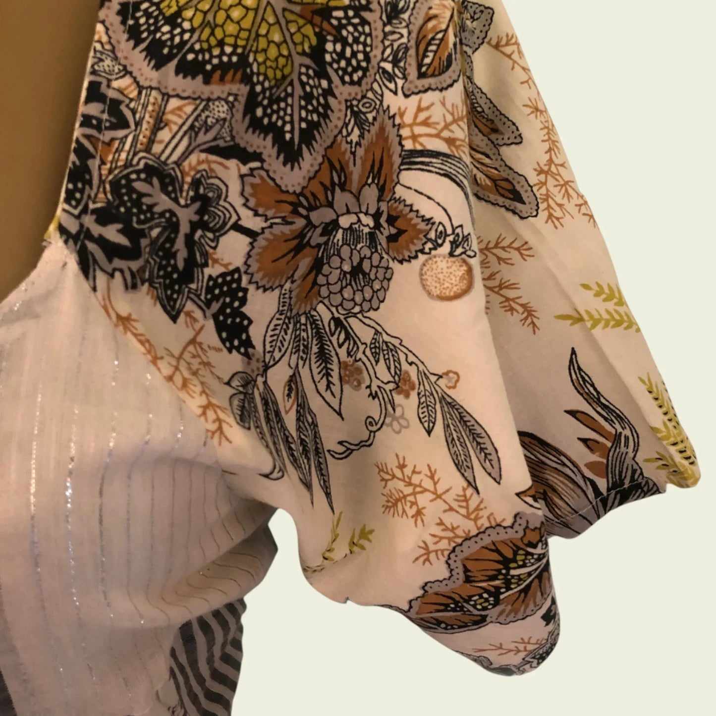 S'Nob By Sans Nobless Cream Floral Cotton Smock Top UK 14 US 10 EU 42 - Timelessfashions