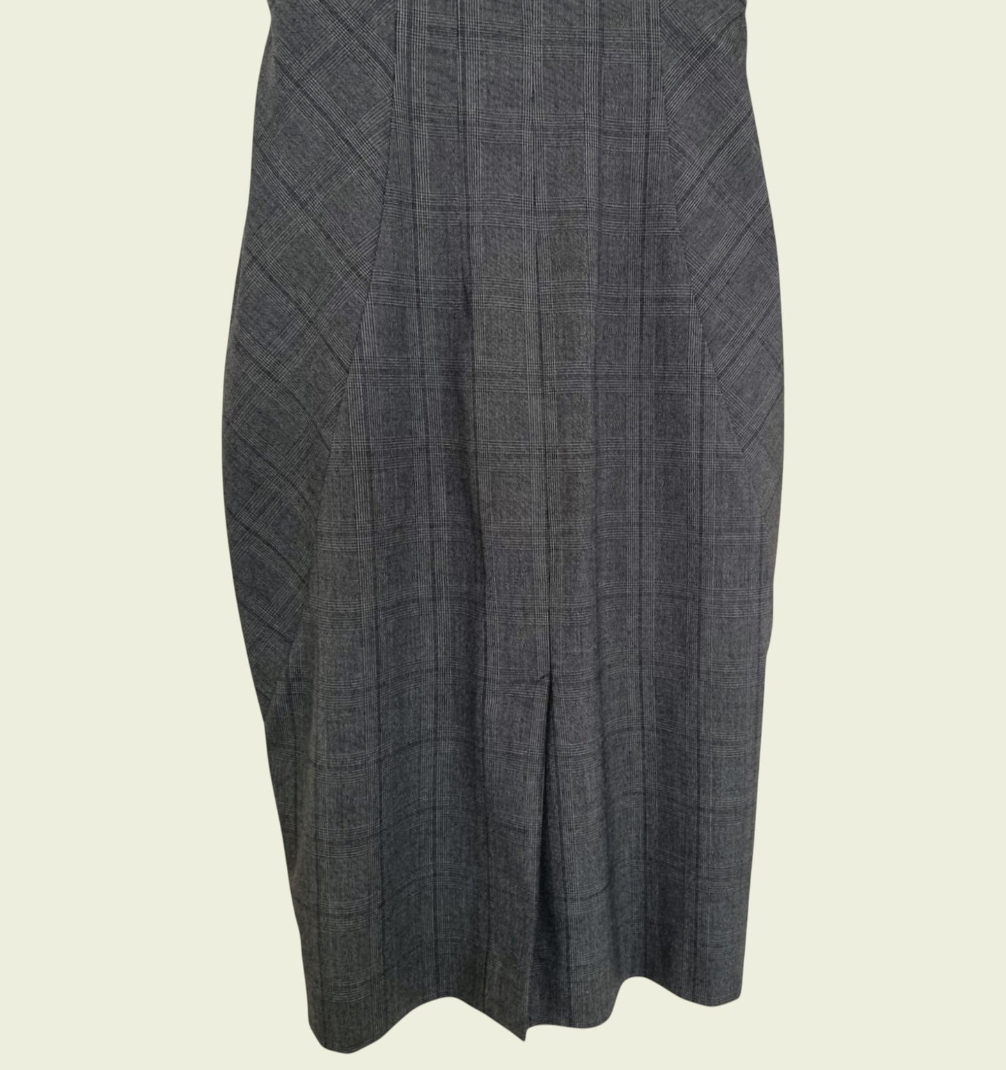Gray checkered skirt on a beige background