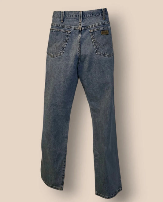 Wrangler Men's Blue Denim Jeans Straight Leg W38 L32 - Timelessfashions