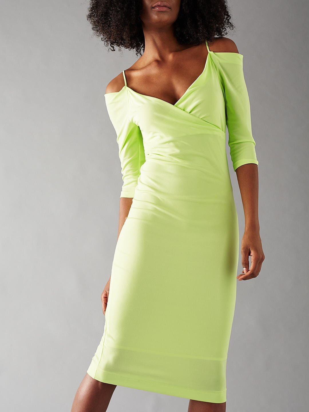 St Studio Lime Off Shoulder Strap Dress Size M UK 8 US 4 EU 36 Timeless Fashions