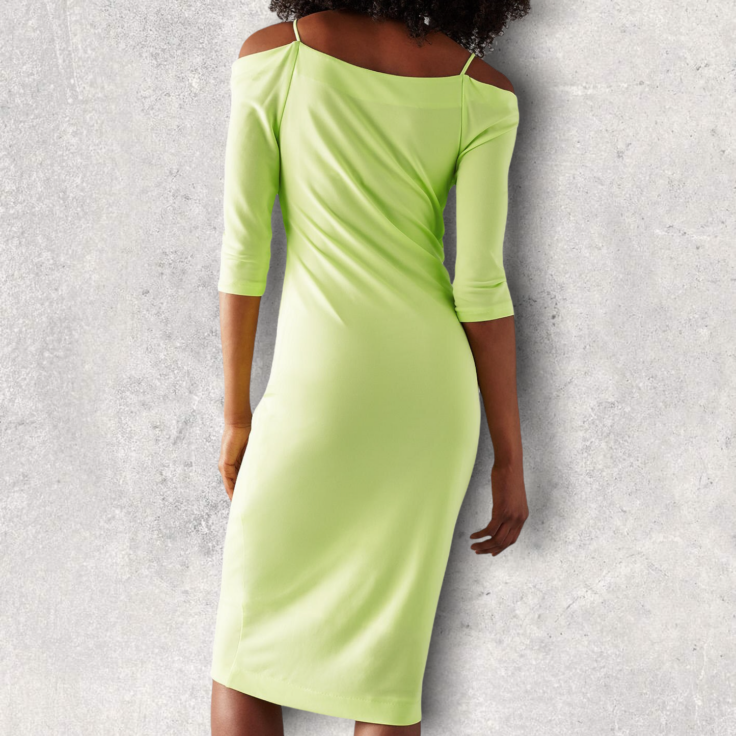 St Studio Lime Off Shoulder Strap Dress Size M UK 8 US 4 EU 36 Timeless Fashions