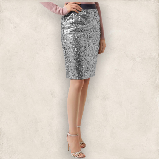 Fenn Wright Manson Caroline Skirt, Silver/Grey Sequin UK 18 US 14 EU 46 Timeless Fashions