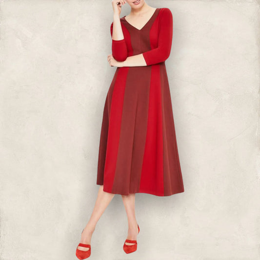 Boden Red & Maroon Erin Ponte Dress UK 8 US 4 EU 36 - Timelessfashions