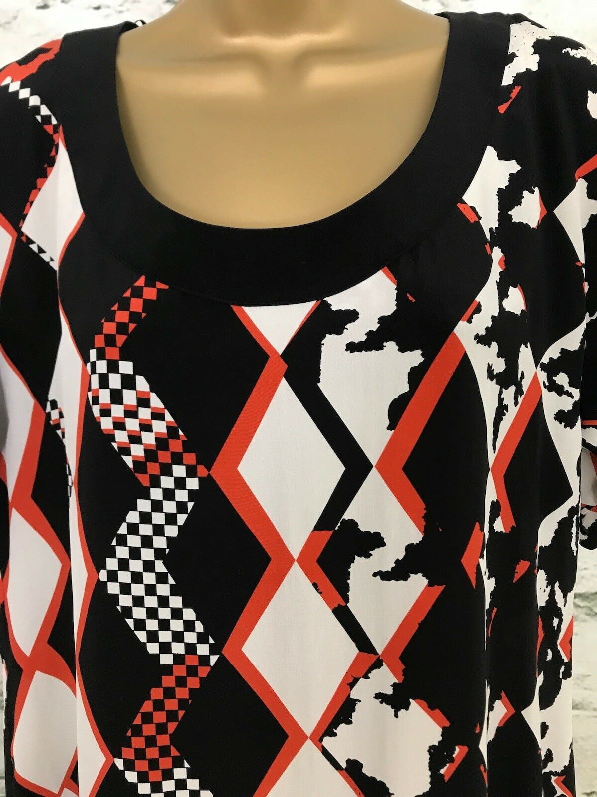 Planet Orange, Black & Ivory Pure Silk Tunic Dress UK 10 US 6 EU 38 Timeless Fashions