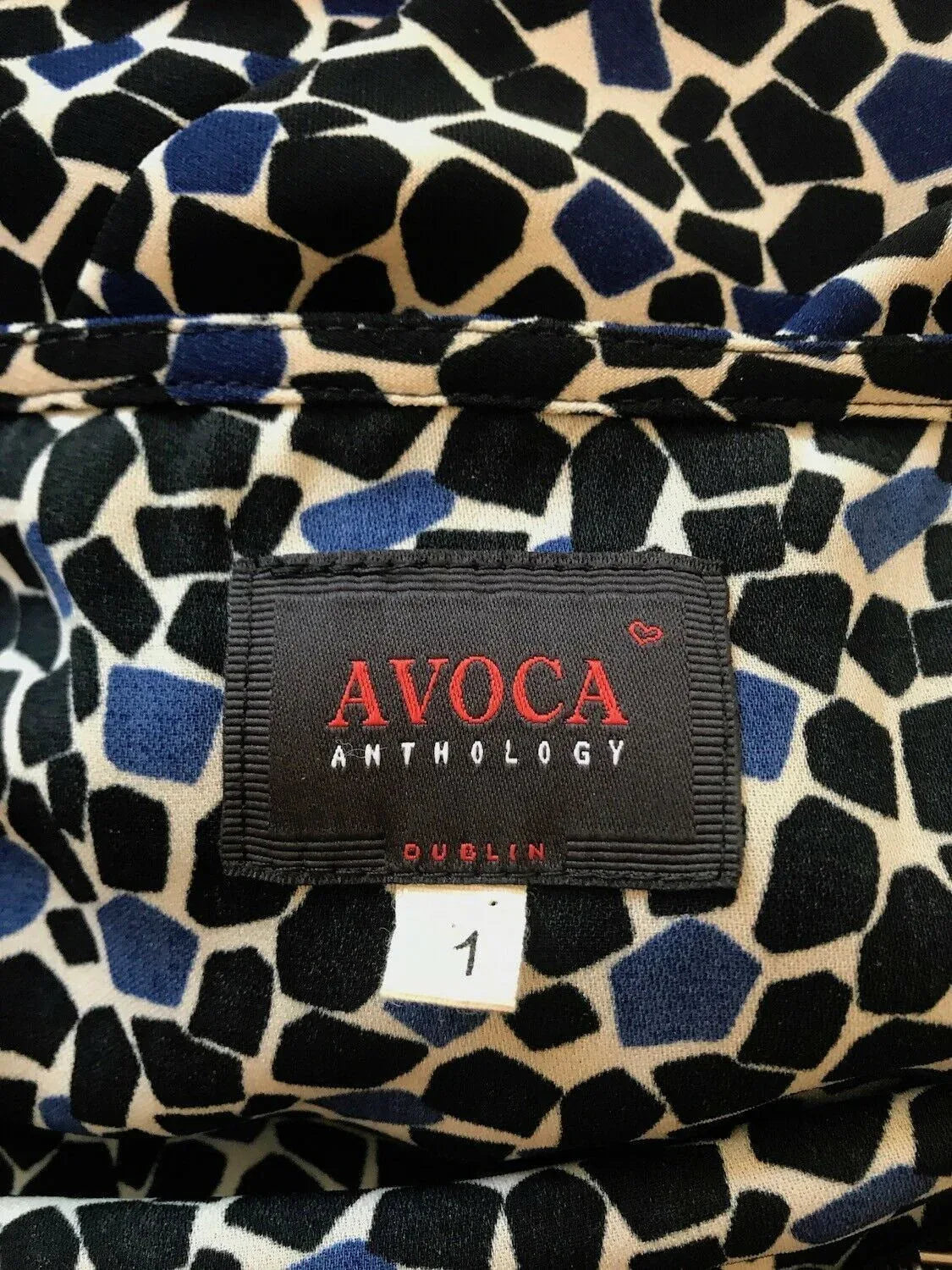Avoca Anthology Blue & Black Geometric Print Shift Dress UK 8/10 US 4/6 EU 36/38 - Timelessfashions