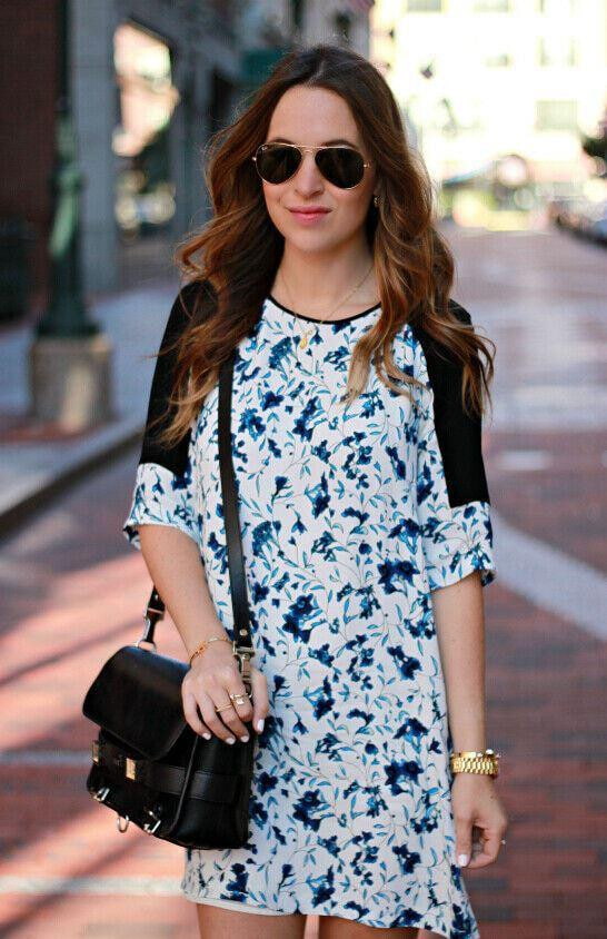 French Connection White Blue Floral Dress UK 6 US 2 EU 34 Timeless Fashions