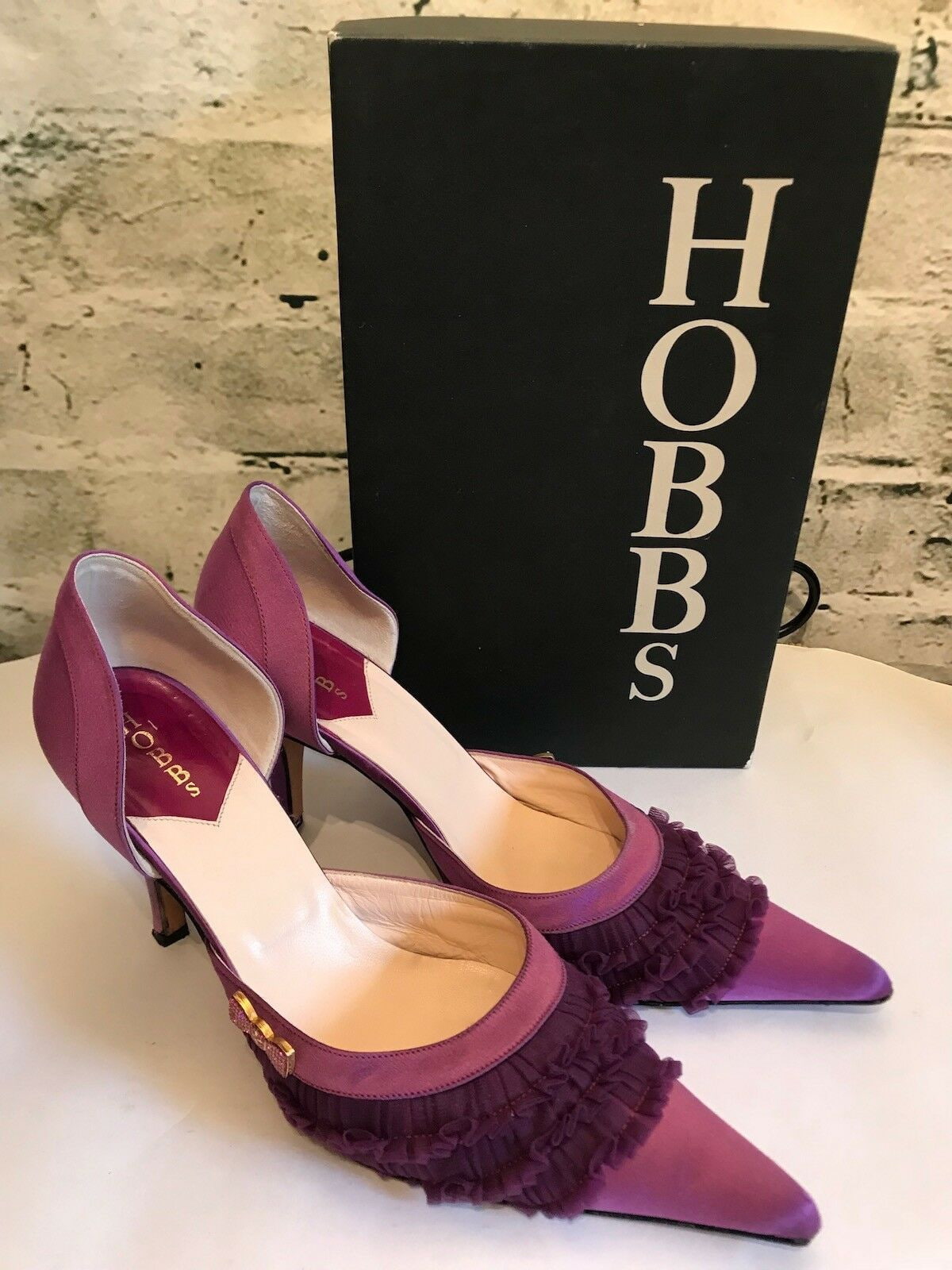 Hobbs magenta satin bow shoes UK 7 US 9.5 EU 41 Timeless Fashions