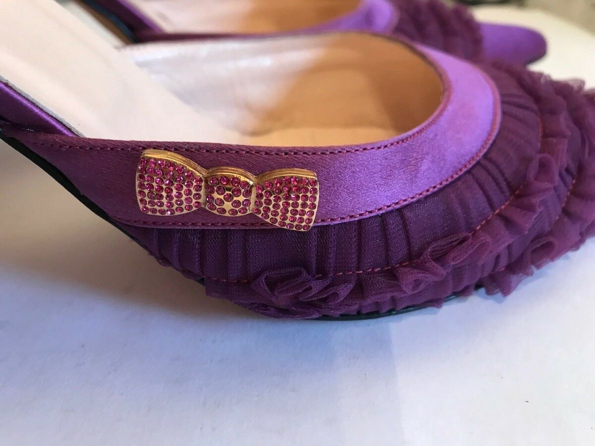 Hobbs magenta satin bow shoes UK 7 US 9.5 EU 41 Timeless Fashions