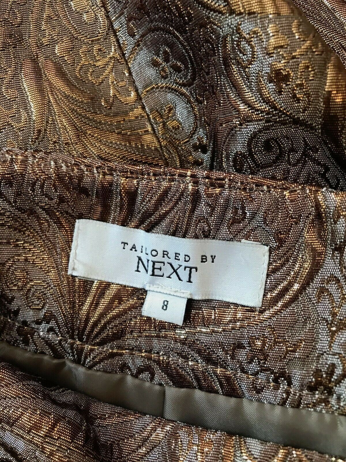 Next Bronze Gold Vintage Jacquard Metallic Special Occasion Outfit UK 8 US 6 EU 36 Timeless Fashions
