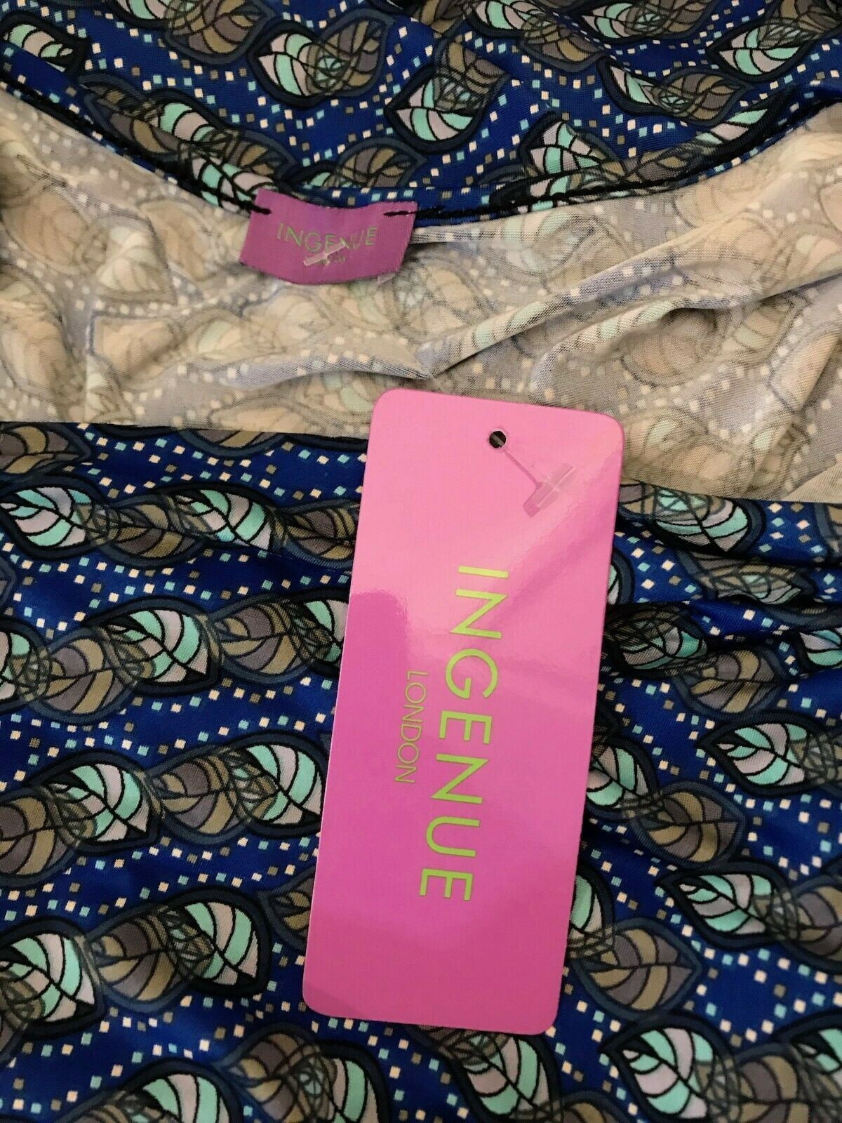 Ingenue Eve Blue Stretch Dress UK 16 US 12 EU 44 Timeless Fashions