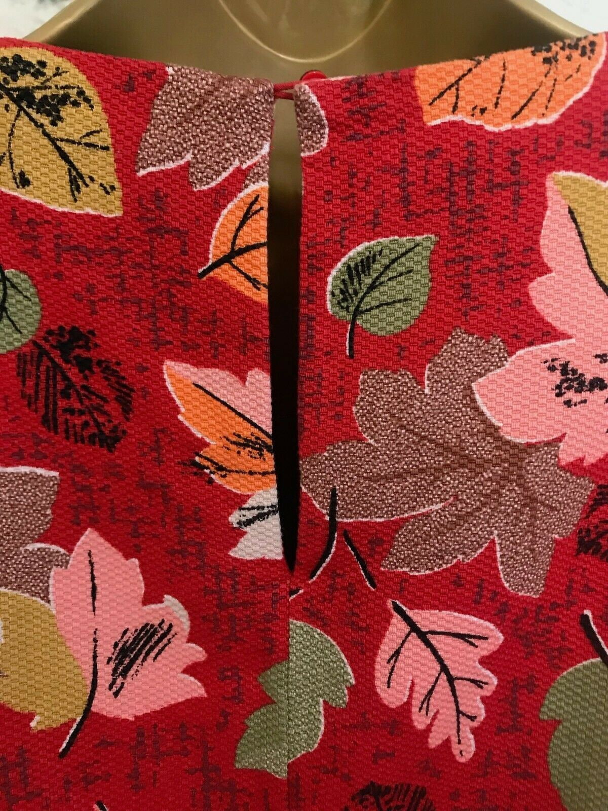 Cath Kidston Women's Red Leaf Print Cotton Dress UK 8 US 4 EU 36 Timeless Fashions