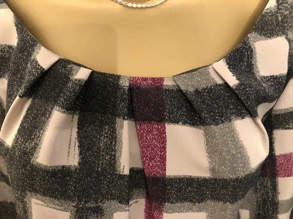 Laura Ashley Abstract Check Cropped Smock Top UK 12 US 8 EU 40 Timeless Fashions